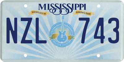 MS license plate NZL743