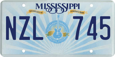 MS license plate NZL745