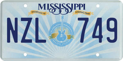 MS license plate NZL749