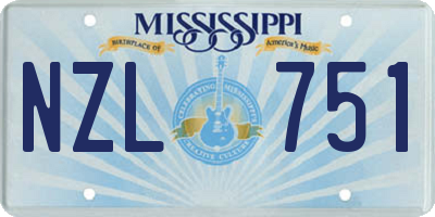 MS license plate NZL751