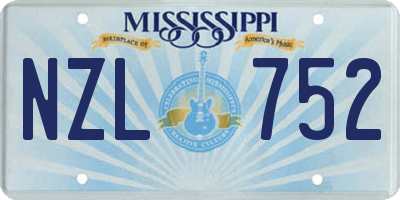 MS license plate NZL752