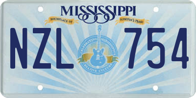 MS license plate NZL754