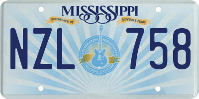 MS license plate NZL758