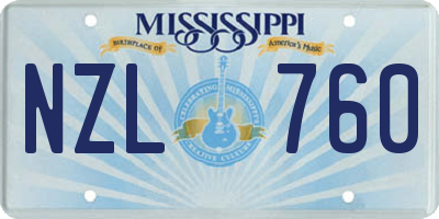 MS license plate NZL760