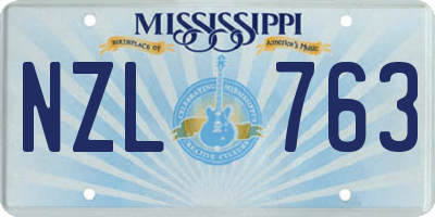 MS license plate NZL763