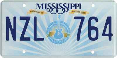 MS license plate NZL764