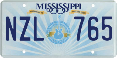 MS license plate NZL765