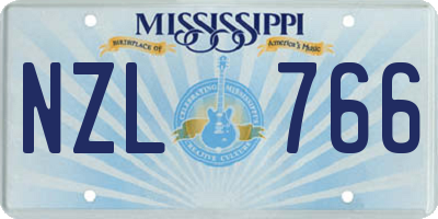 MS license plate NZL766
