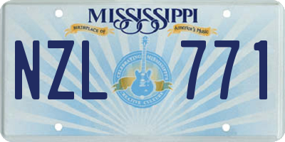 MS license plate NZL771