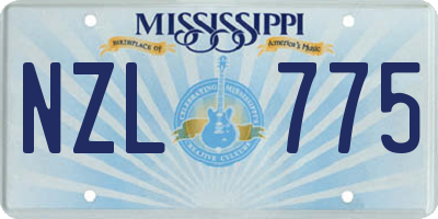 MS license plate NZL775