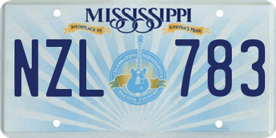 MS license plate NZL783