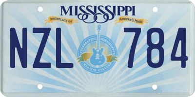 MS license plate NZL784