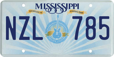 MS license plate NZL785