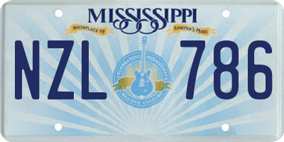MS license plate NZL786