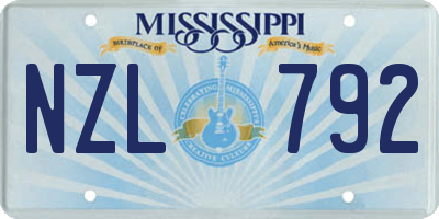 MS license plate NZL792