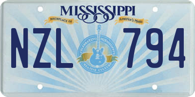 MS license plate NZL794
