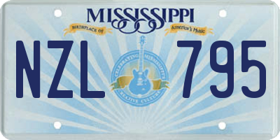 MS license plate NZL795