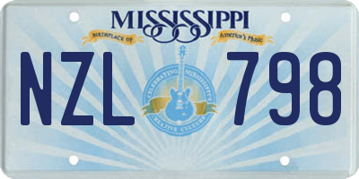 MS license plate NZL798