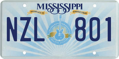 MS license plate NZL801
