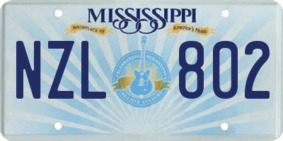 MS license plate NZL802