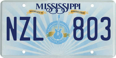 MS license plate NZL803
