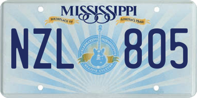 MS license plate NZL805