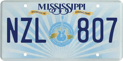 MS license plate NZL807