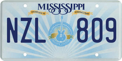 MS license plate NZL809