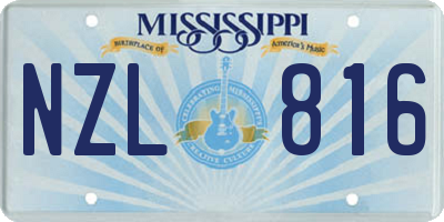 MS license plate NZL816