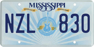 MS license plate NZL830