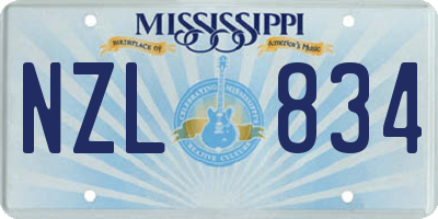 MS license plate NZL834