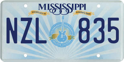MS license plate NZL835