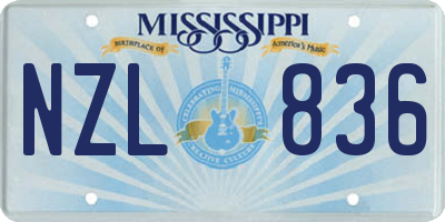 MS license plate NZL836