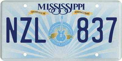 MS license plate NZL837
