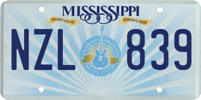 MS license plate NZL839
