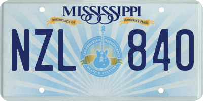 MS license plate NZL840