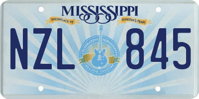 MS license plate NZL845