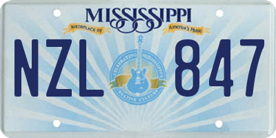 MS license plate NZL847