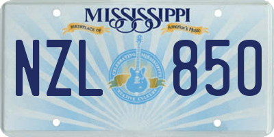 MS license plate NZL850