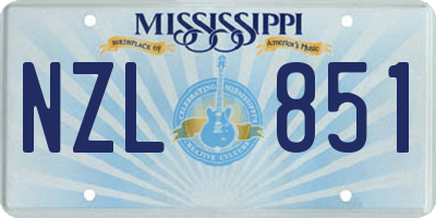 MS license plate NZL851