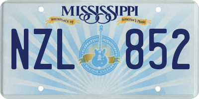 MS license plate NZL852