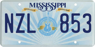 MS license plate NZL853