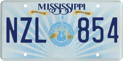 MS license plate NZL854