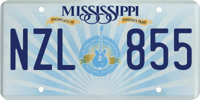MS license plate NZL855
