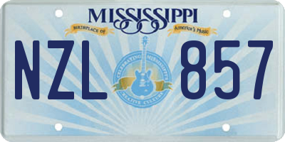 MS license plate NZL857