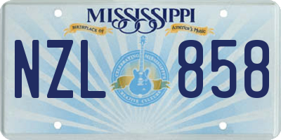 MS license plate NZL858