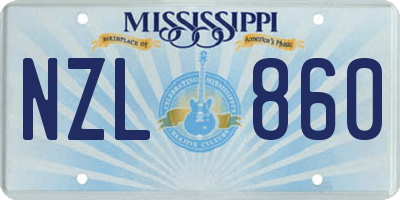 MS license plate NZL860