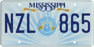 MS license plate NZL865