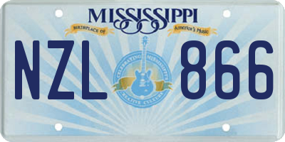 MS license plate NZL866