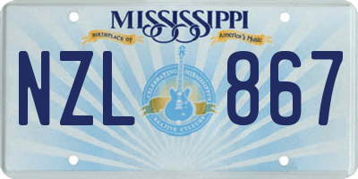 MS license plate NZL867